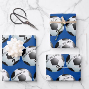 Feuille De Papier Cadeau Football Soccer Personnalisé Monogramme Nom de la 