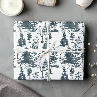 Feuille De Papier Cadeau Forêt Abstraite d'arbre noir et blanc élégant