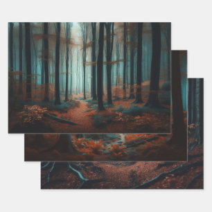 Feuille De Papier Cadeau Forêt d'automne Moody Woods Découpage