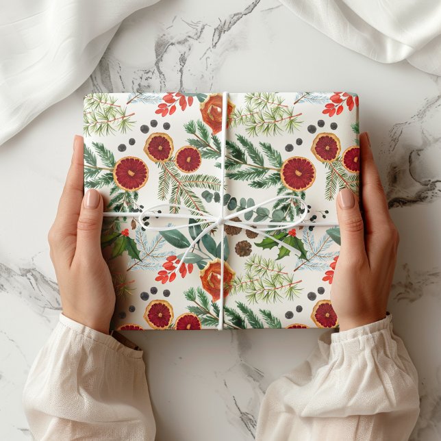 Feuille De Papier Cadeau Forêt de Noël scandinave d'hiver moderne (Créateur téléchargé)