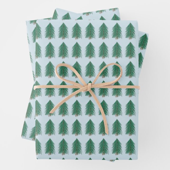 Feuille De Papier Cadeau Forêt de sapin (En situation)