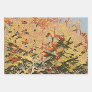 Feuille De Papier Cadeau Forêt d'or
