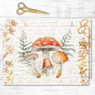 Feuille De Papier Cadeau Forêt Fantaisiste Champignon Lettre Vintage Découp