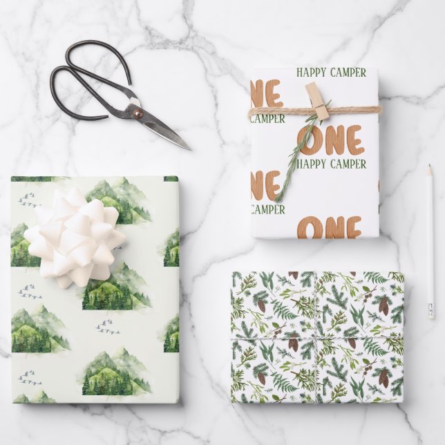 Feuille De Papier Cadeau Forêt Nature Émeraude Rustique (Recto)