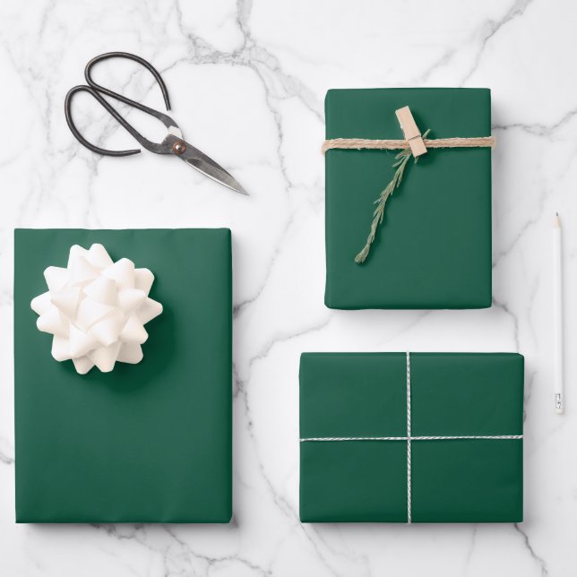 Feuille De Papier Cadeau Forêt solide vert foncé (Recto)
