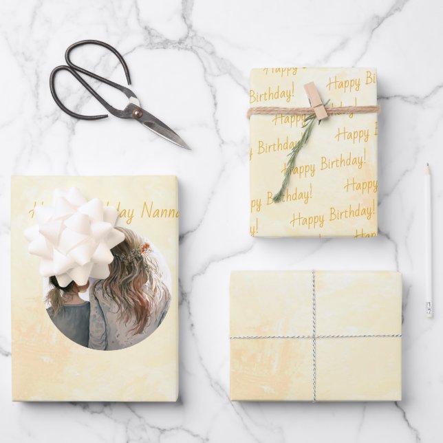 Feuille De Papier Cadeau Forme de fleur Photo personnalisée Pastel Aquarell (Recto)