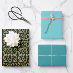Feuille De Papier Cadeau Formes circulaires, linéaires et effilées Art abst