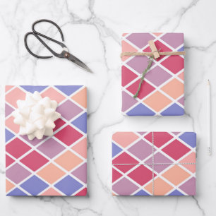 Feuille De Papier Cadeau Formes de diamants multicolores