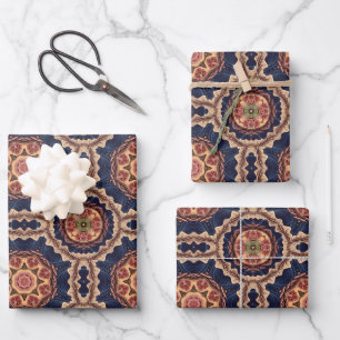 Feuille De Papier Cadeau Formes de fleurs et d'étoiles Motif de design déco