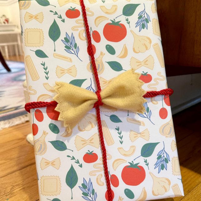 Feuille De Papier Cadeau Formes de pâtes et sauces italiennes classiques Th (Créateur téléchargé)