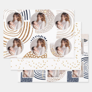 Feuille De Papier Cadeau Formes de sauce et points d'or Faux Enveloppement