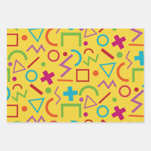 Feuille De Papier Cadeau Formes géométriques de style Memphis des années 80