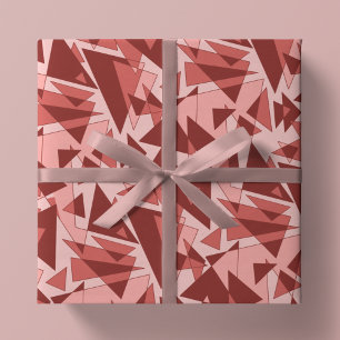 Feuille De Papier Cadeau Formes géométriques rétro en rose, corail et rouge