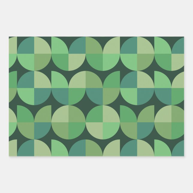 Feuille De Papier Cadeau Formes géométriques vertes de style moderne du mil (Devant)