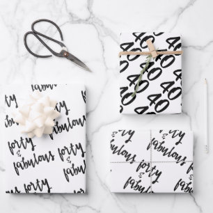 Feuille De Papier Cadeau Forty & Fabulous - Fun 40e anniversaire
