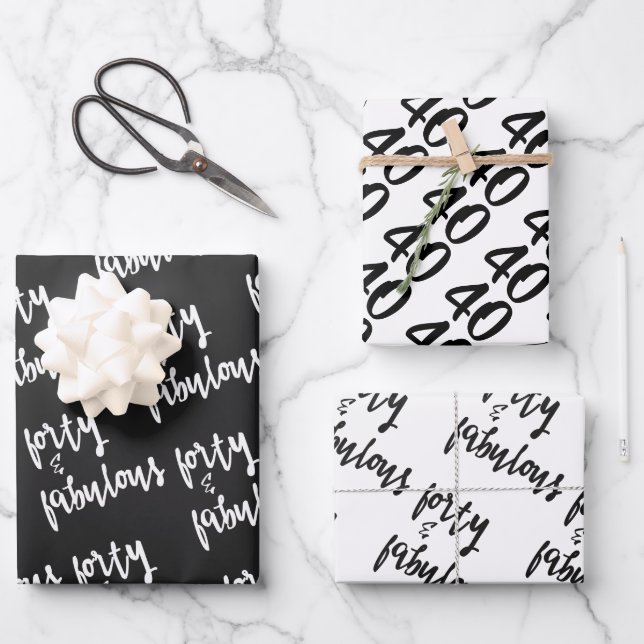 Feuille De Papier Cadeau Forty & Fabulous - Fun 40e anniversaire (Recto)