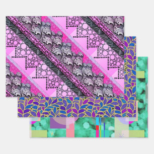 Feuille De Papier Cadeau Foules japonaises, congé Lapis & Gold & Spotlights