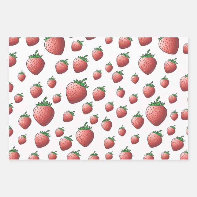 Feuille De Papier Cadeau Fraise (Devant)
