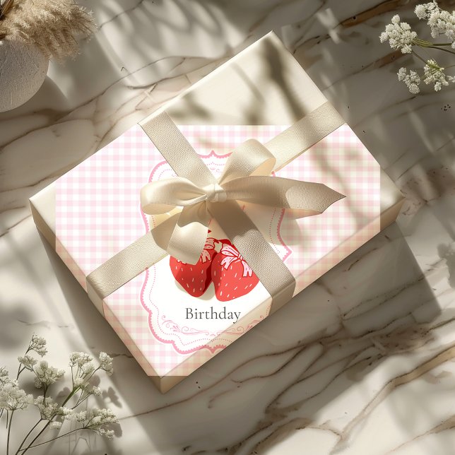 Feuille De Papier Cadeau Fraise 1er Anniversaire Fête Berry 1er (Créateur téléchargé)