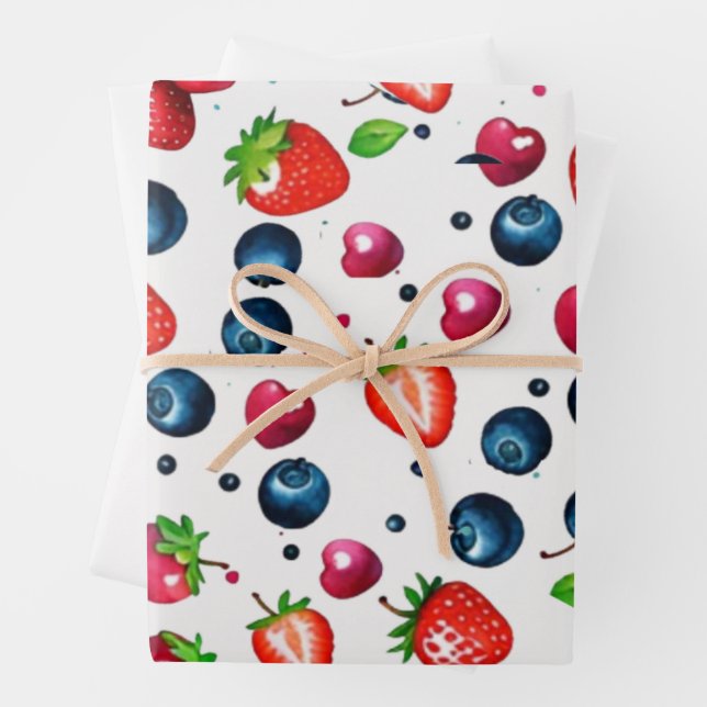 Feuille De Papier Cadeau Fraise Berry fête d'anniversaire Berry Sweet (En situation)
