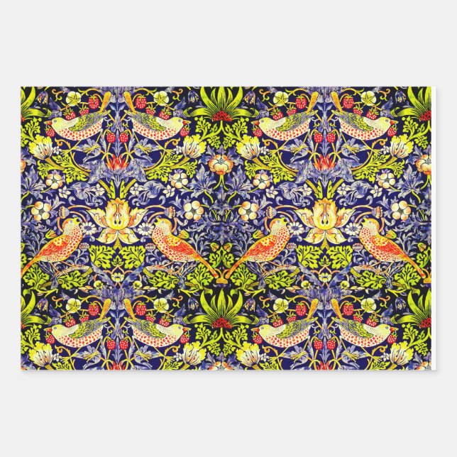 Feuille De Papier Cadeau Fraise Thief Oiseaux William Morris (Devant)