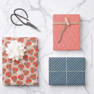 Feuille De Papier Cadeau Fraises trempées spéciales Berry - Latte