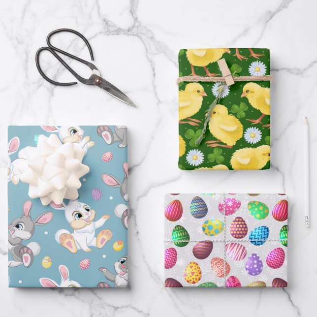 Feuille De Papier Cadeau Friandises de Pâques (Recto)