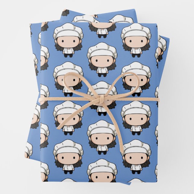 Feuille De Papier Cadeau FRIENDS™ | Monica Chibi (En situation)
