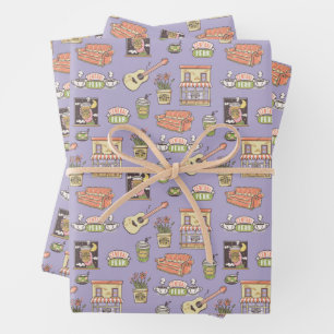 Feuille De Papier Cadeau FRIENDS™   Motif d'icône violette