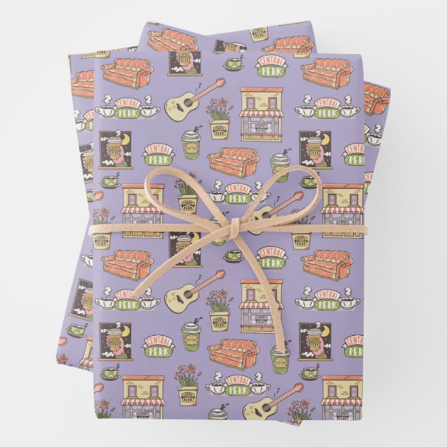 Feuille De Papier Cadeau FRIENDS™ | Motif d'icône violette (En situation)