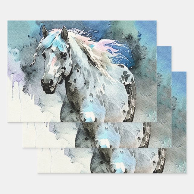 Feuille De Papier Cadeau Frisky Appaloosa Mare Watercolour (Lot)