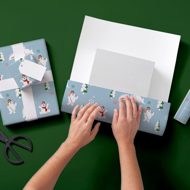 Feuille De Papier Cadeau Frosty the Snowman™ | Motif hivernal gelé (Créateur téléchargé)