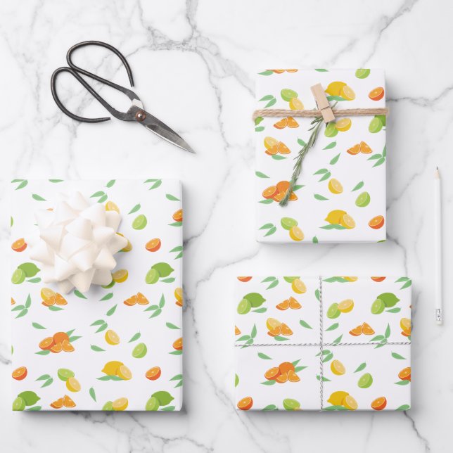 Feuille De Papier Cadeau Fruit aux agrumes (Recto)
