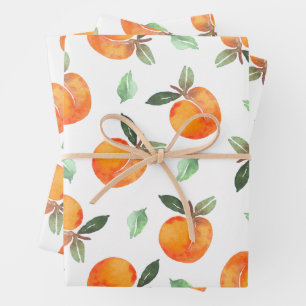 Feuille De Papier Cadeau Fruit de Pêche Aquarelle