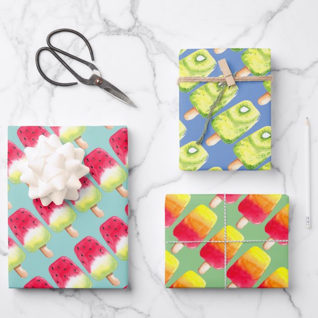 Feuille De Papier Cadeau Fruit Ice pop Popsicle Watermelon (Recto)