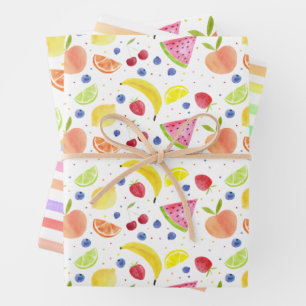 Feuille De Papier Cadeau Fruits à deux tti Deuxième anniversaire
