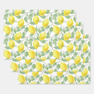 Feuille De Papier Cadeau Fruits de citron Vintages personnalisés Fleurs Fe