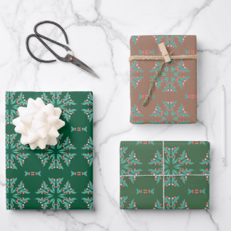Feuille De Papier Cadeau Fruits de neige de baies rouges florales d'origine