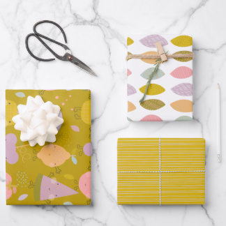 Feuille De Papier Cadeau Fruits Mets Et Motif De Coordination
