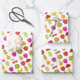 Feuille De Papier Cadeau Fruits Motif alimentaire Fraise colorée