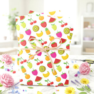 Feuille De Papier Cadeau Fruits Motif alimentaire Fraise colorée