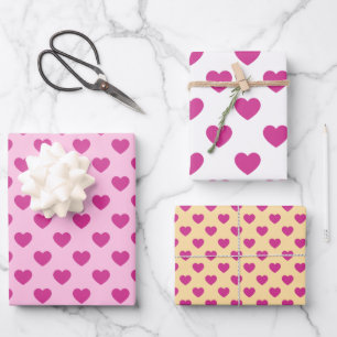 Feuille De Papier Cadeau Fuchsia Heart Motif rose Preppy esthétique y2k