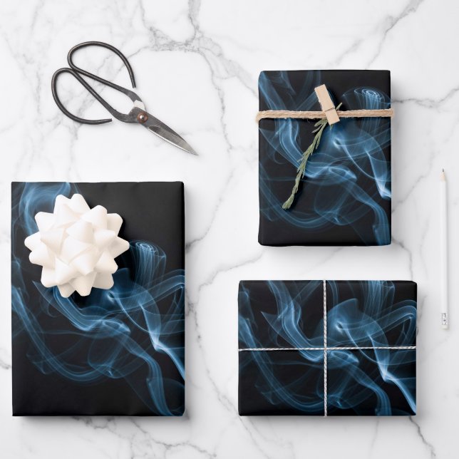 Feuille De Papier Cadeau Fumée bleue (Recto)