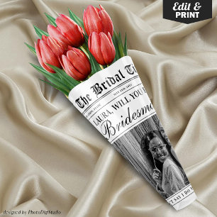 Feuille De Papier Cadeau Fun Bridesmaid Proposition Newspaper Flower Bouque