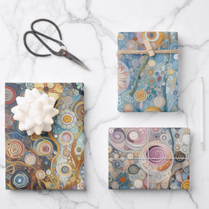 Feuille De Papier Cadeau Fun Colorful Abstrait Snowflakes Art Floral