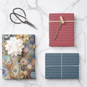 Feuille De Papier Cadeau Fun Colorful Abstrait Snowflakes Art Floral