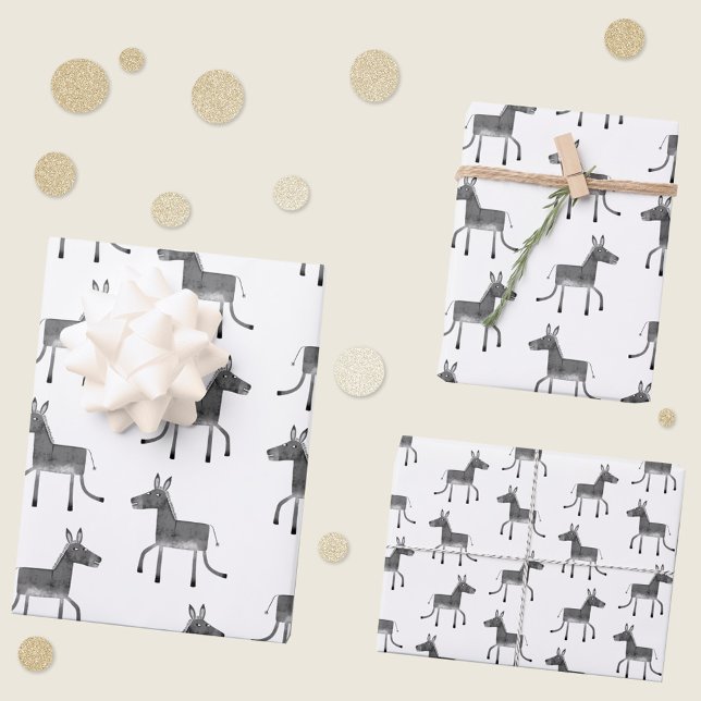 Feuille De Papier Cadeau Fun Donkey Motif (Fun donkey gift wrap paper sheets)