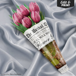 Feuille De Papier Cadeau Fun Flower Girl Proposition de journal Flower Bouq