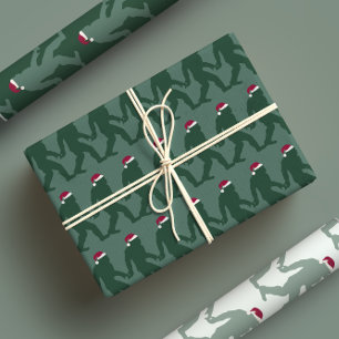 Feuille De Papier Cadeau Fun Green Tonal Bigfoot Père Noël Unique Noël