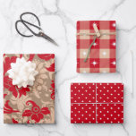 Feuille De Papier Cadeau Fun Red Christmas Mix<br><div class="desc">Fun Red Christmas trio mélanger papier cadeau enveloppé.</div>